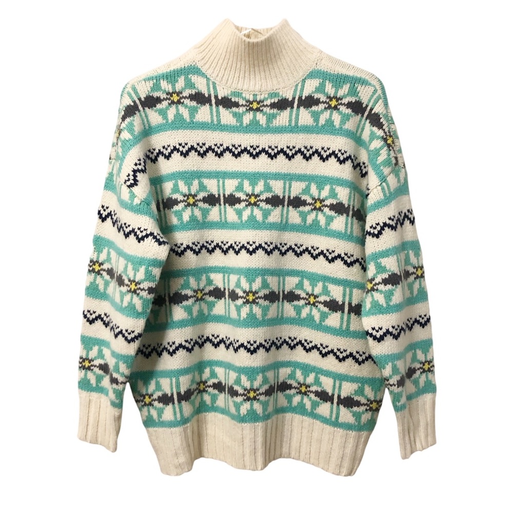 American Eagle | NWT Oversized Snowflake Fair Isle Mock Neck Sweater XS